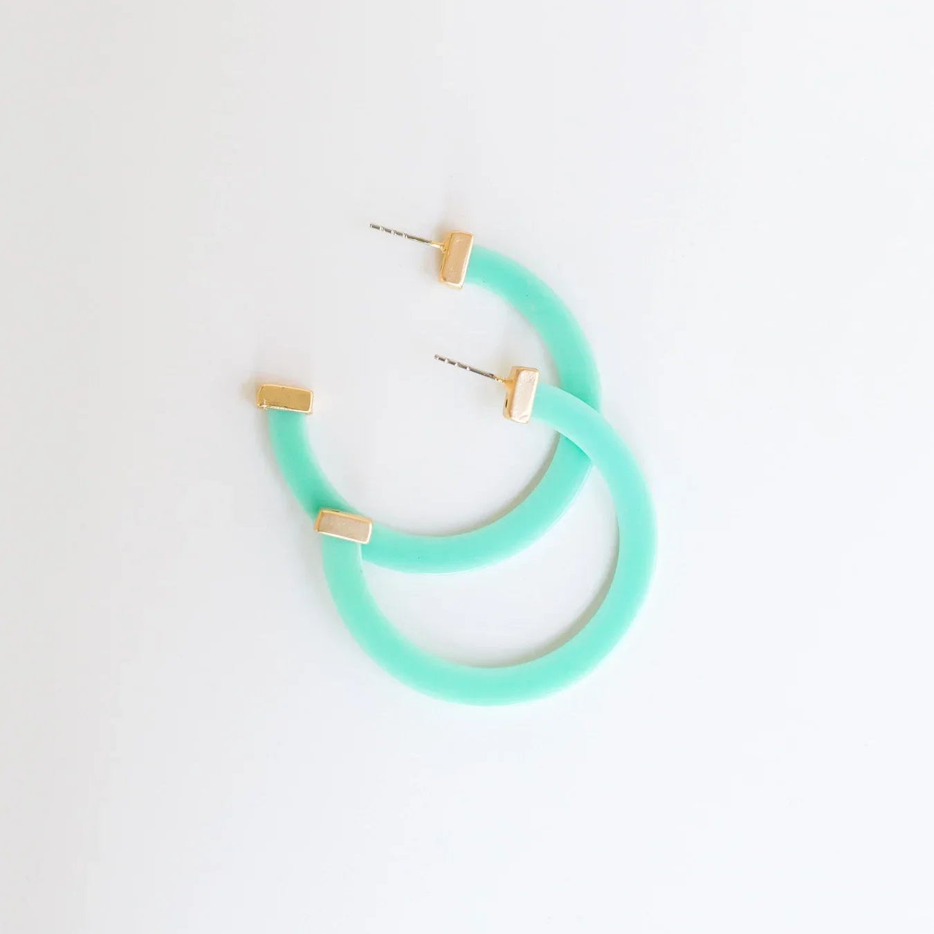 Michelle McDowell Acrylic Hoop Earrings Large Teal