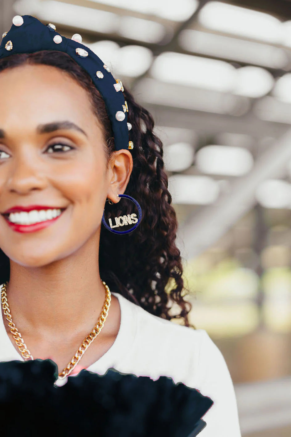 Penn State Pave Hoop Earrings | LIONS