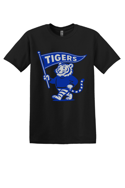 Retro Rally Marching Tiger Black Adult Tee