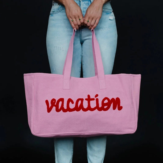 Pink and Red Vacation Tote Bag