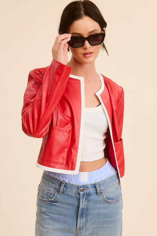 Roxie Faux Leather Red Jacket