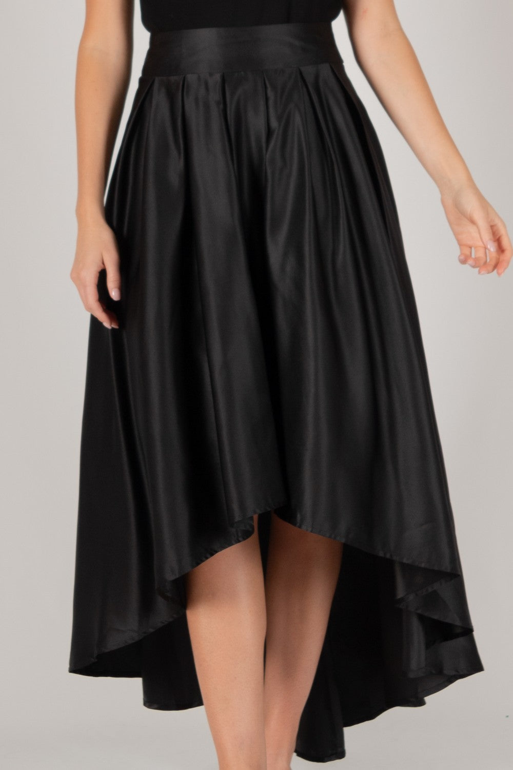 Satin Hi-Low Formal Skirt | Black