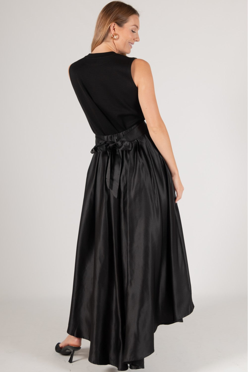 Satin Hi-Low Formal Skirt | Black