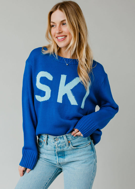 SKI Knit Blue Relaxed Fit Sweater