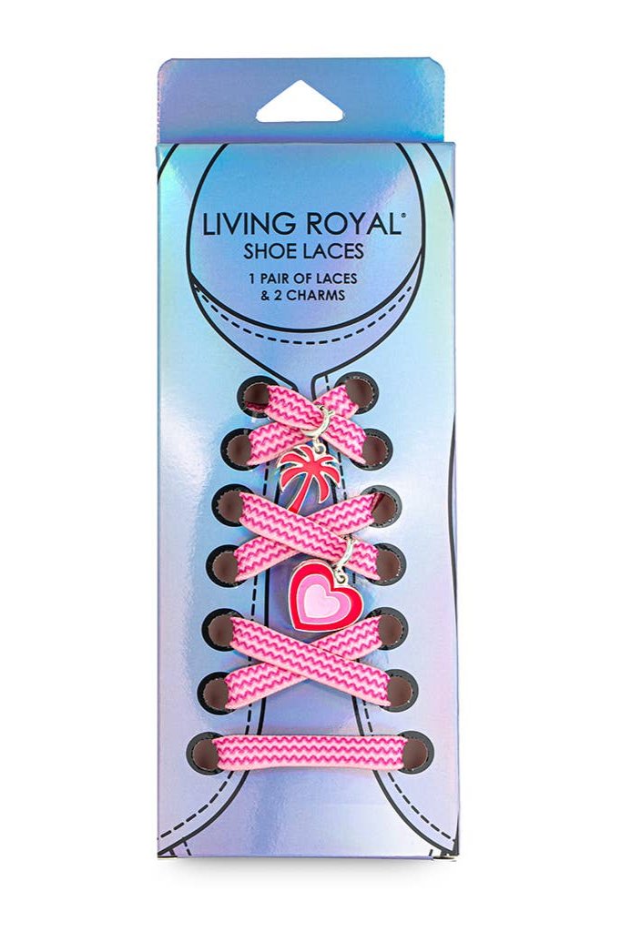 Shoe Laces and Charms Set Pink Palm Tree Heart 