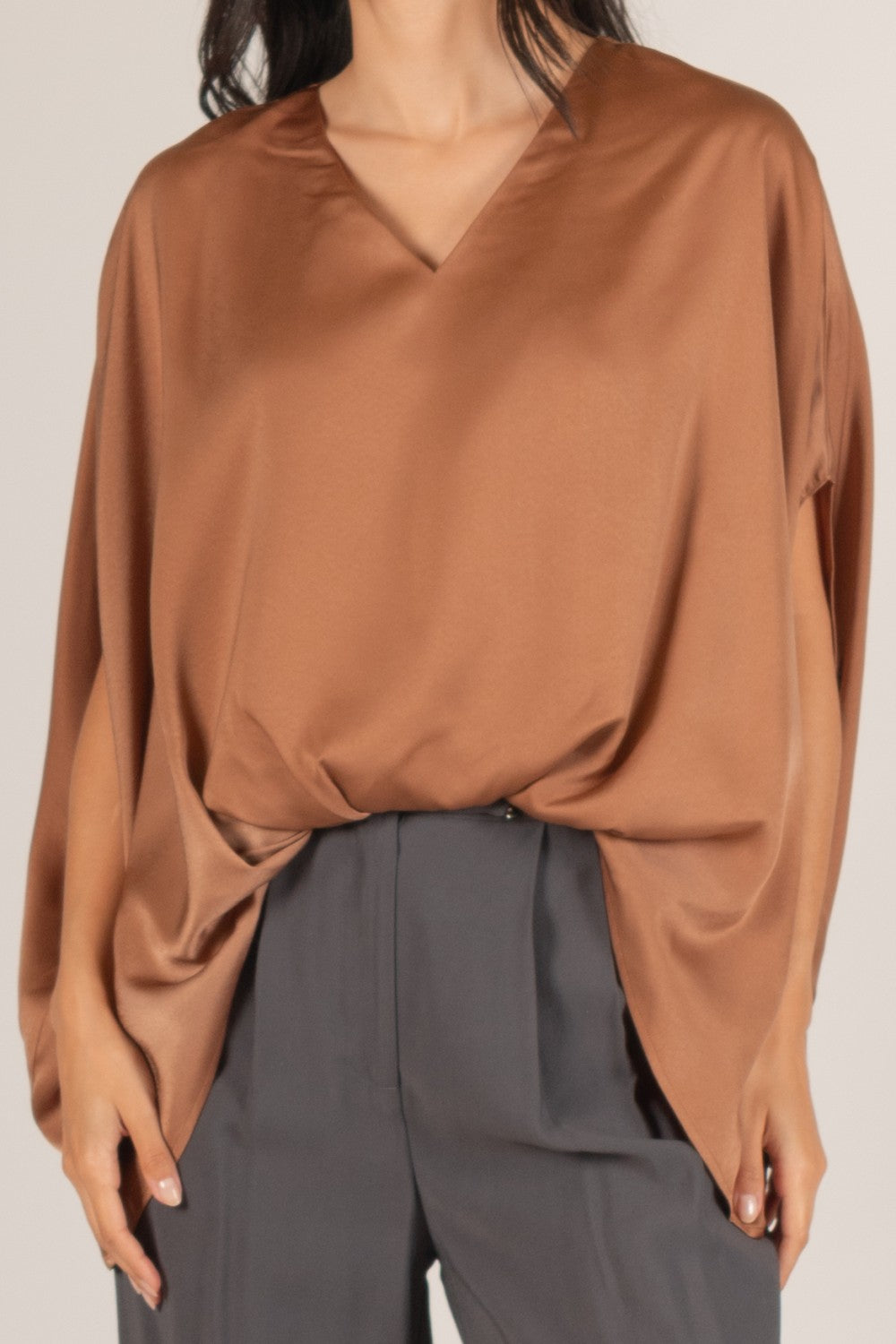 Satin Flowy Top | Copper