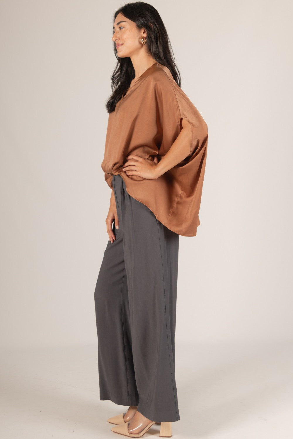 Satin Flowy Top | Copper