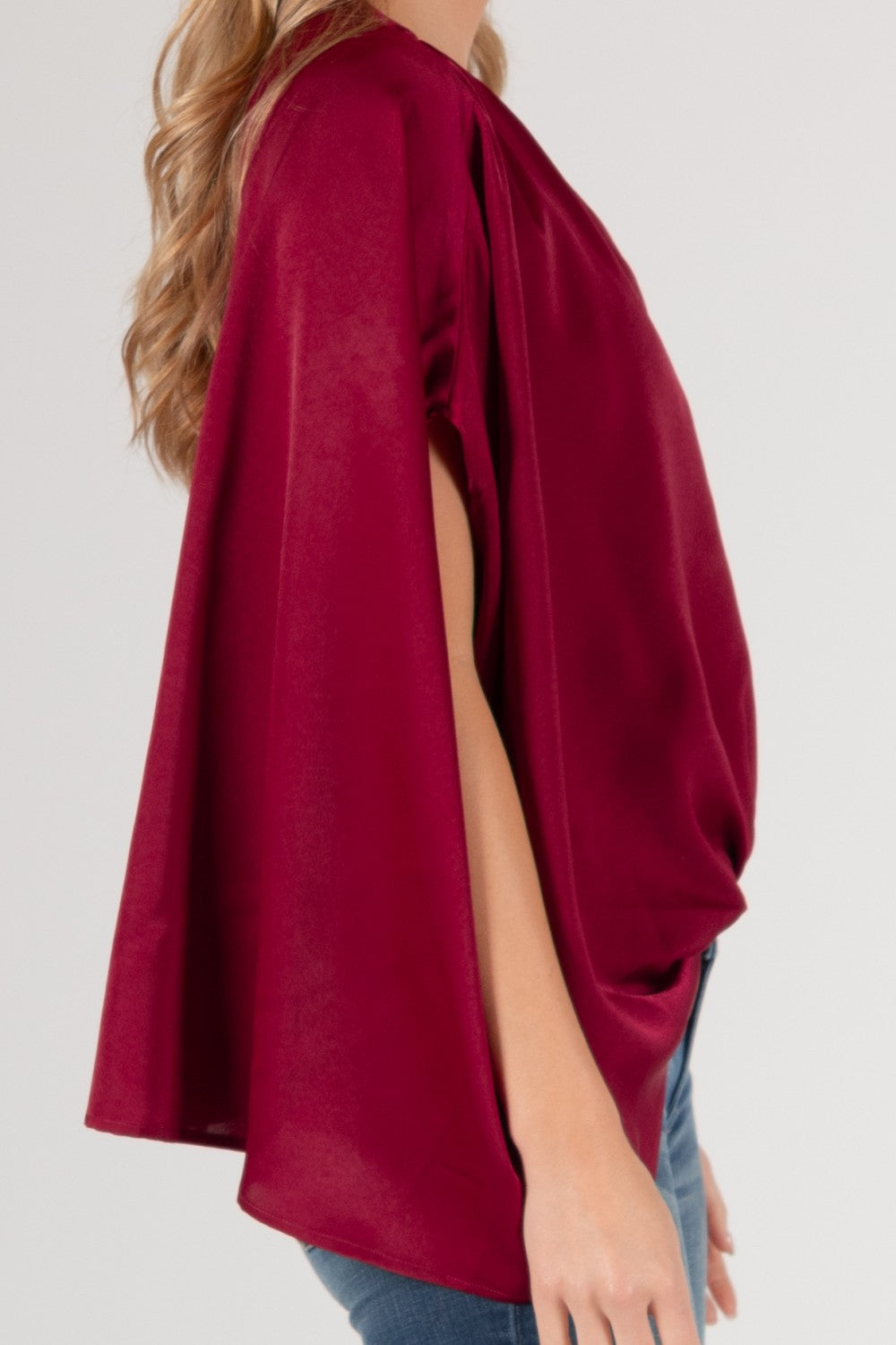 Satin Flowy Top | Wine