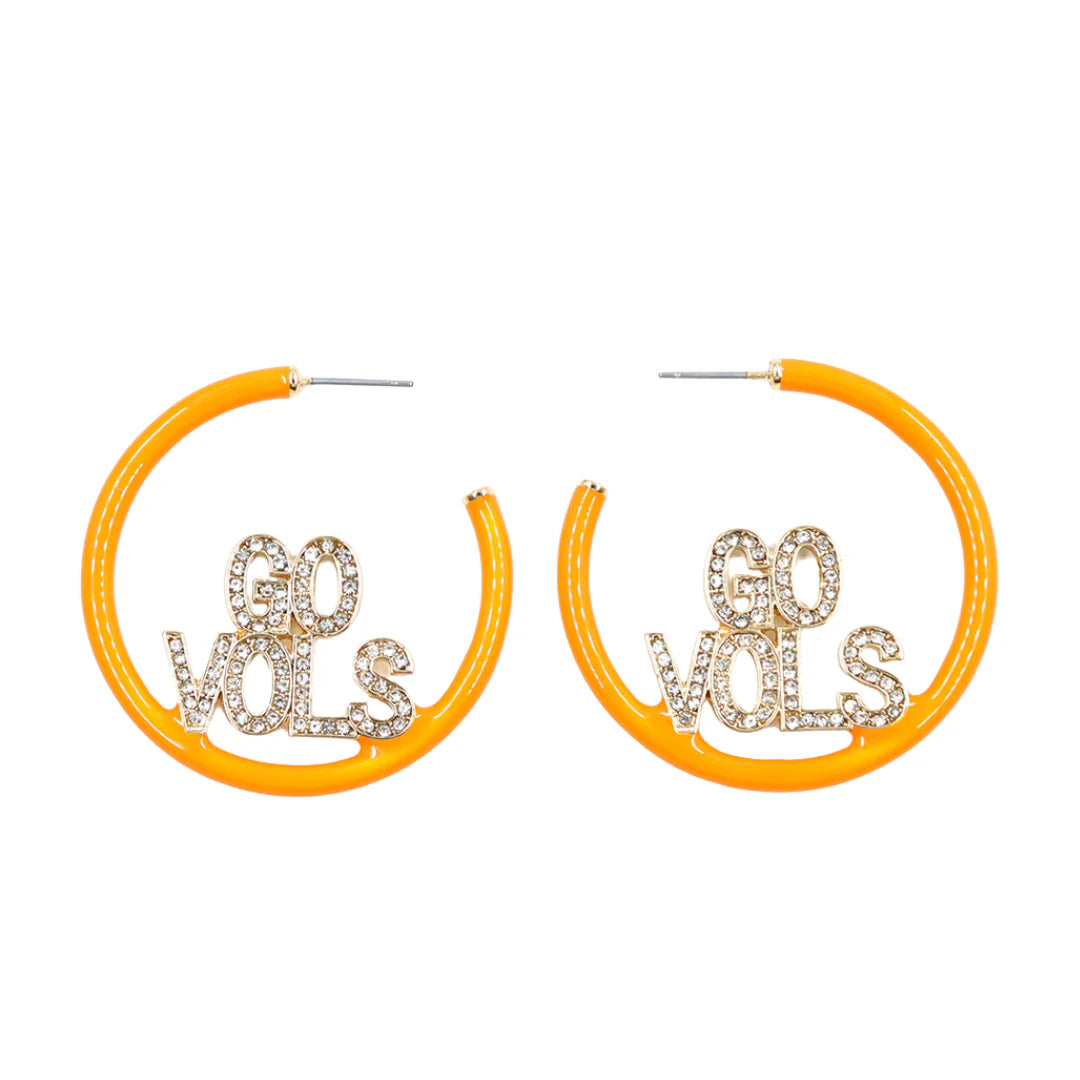 University of Tennessee VOLS Pave Hoop Earrings Brianna Cannon Officially Licensed