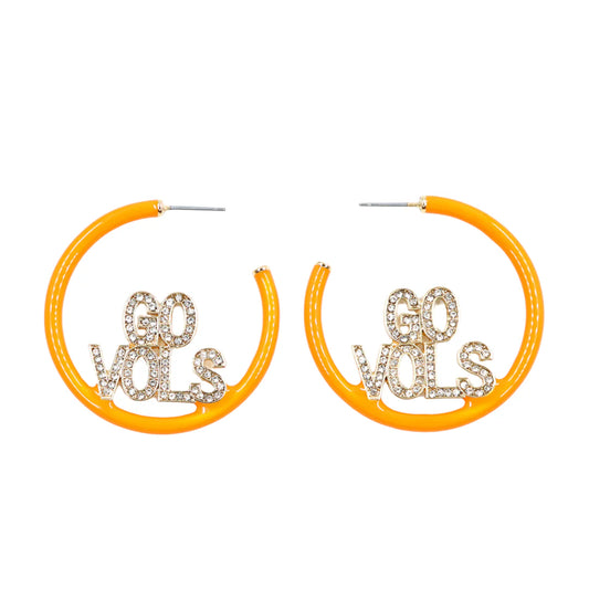 University of Tennessee VOLS Pave Hoop Earrings Brianna Cannon Officially Licensed