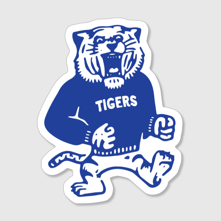 Vintage Tiger Blue White Vinyl Game Day Sticker