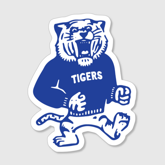 Vintage Tiger Blue White Vinyl Game Day Sticker