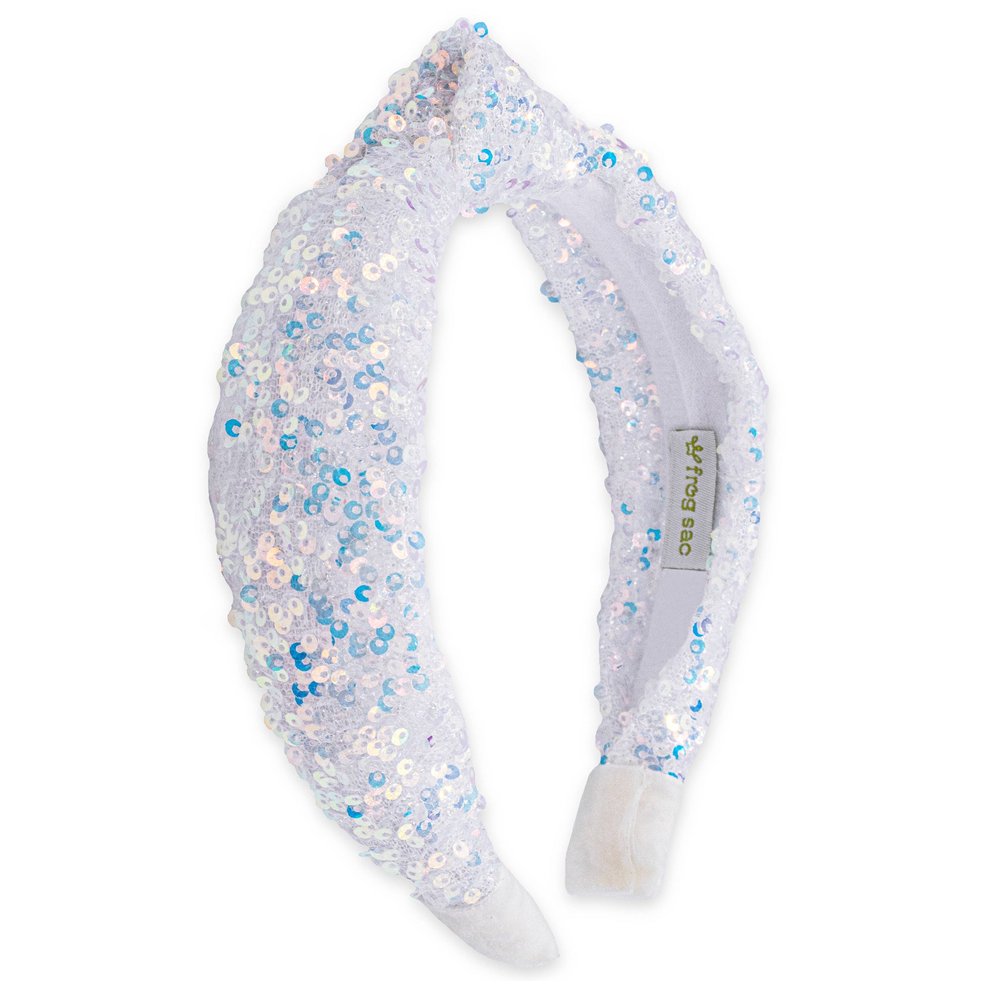 White Iridescent Top Knot Girl's Headband