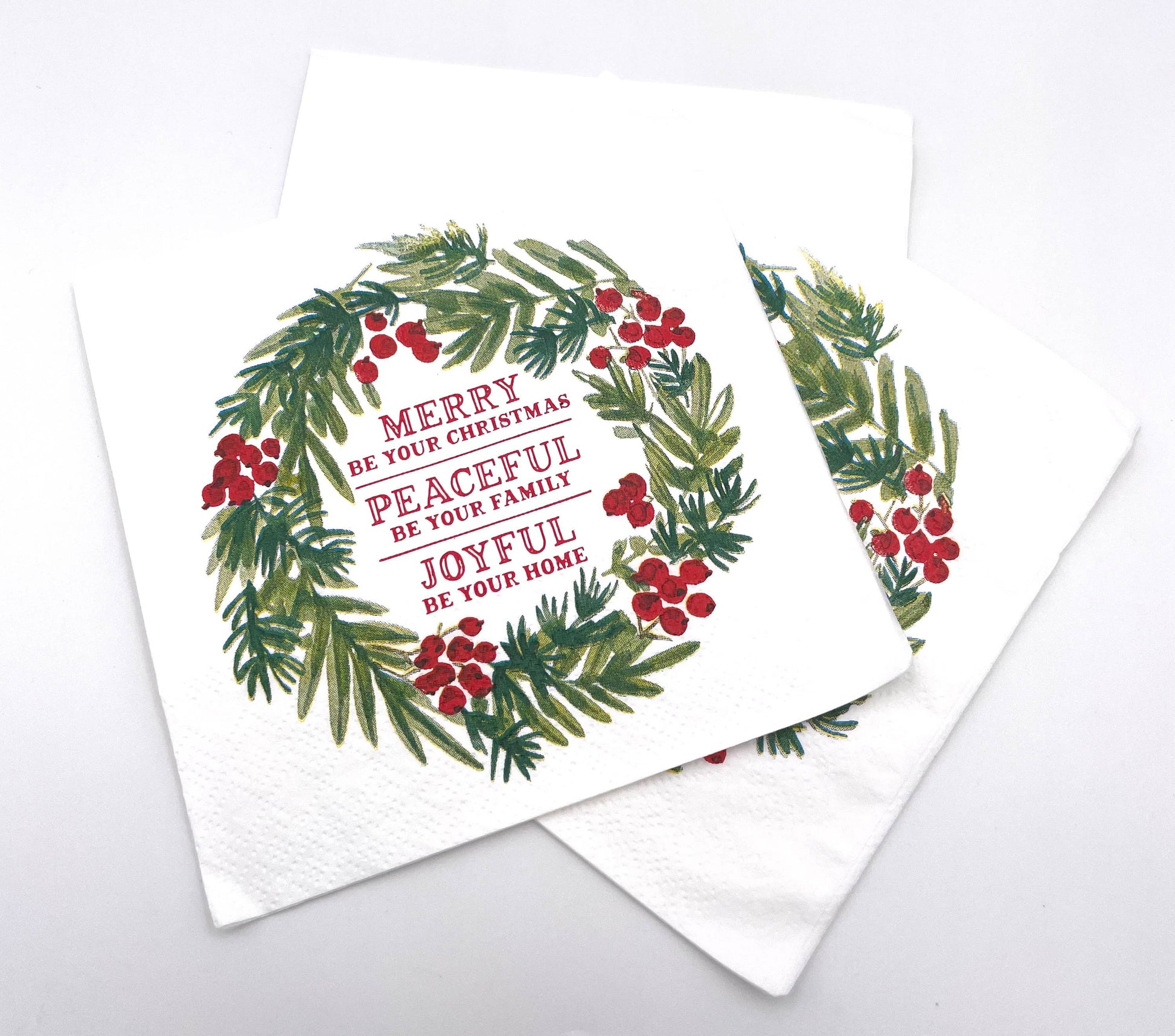 Merry Peaceful Joyful Cocktail Hostess Party Holiday Napkin 