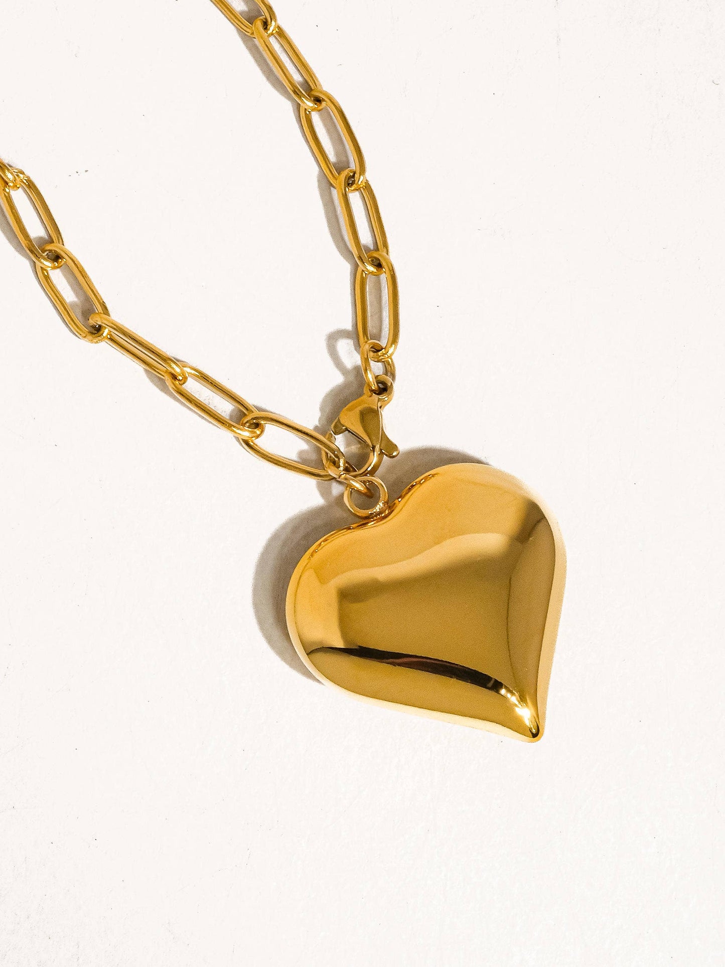 Paris Large Heart Link Necklace | Gold