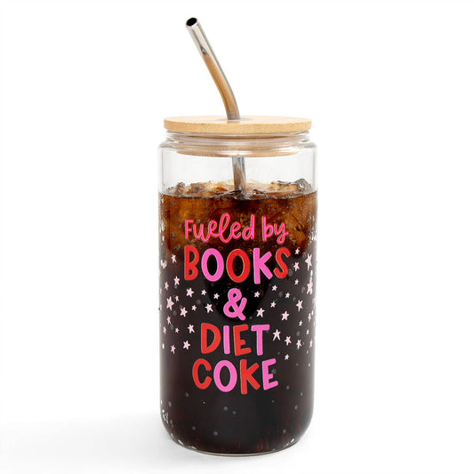 Fueled by Books and Diet Coke Cold Brew Glass Tumbler