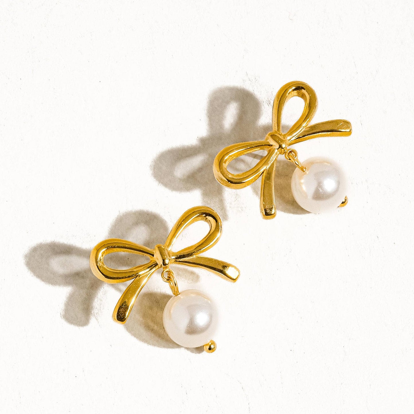 Water Resistant 18K Gold Hypoallergenic Bow Earrings