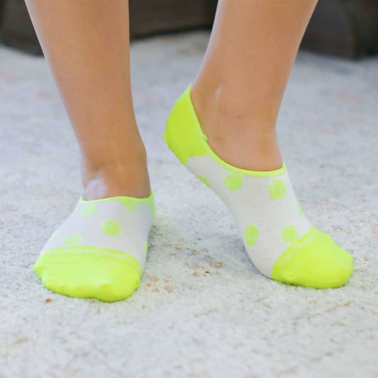 Tennis Ball No Show Neon Yellow and White Women's Socks