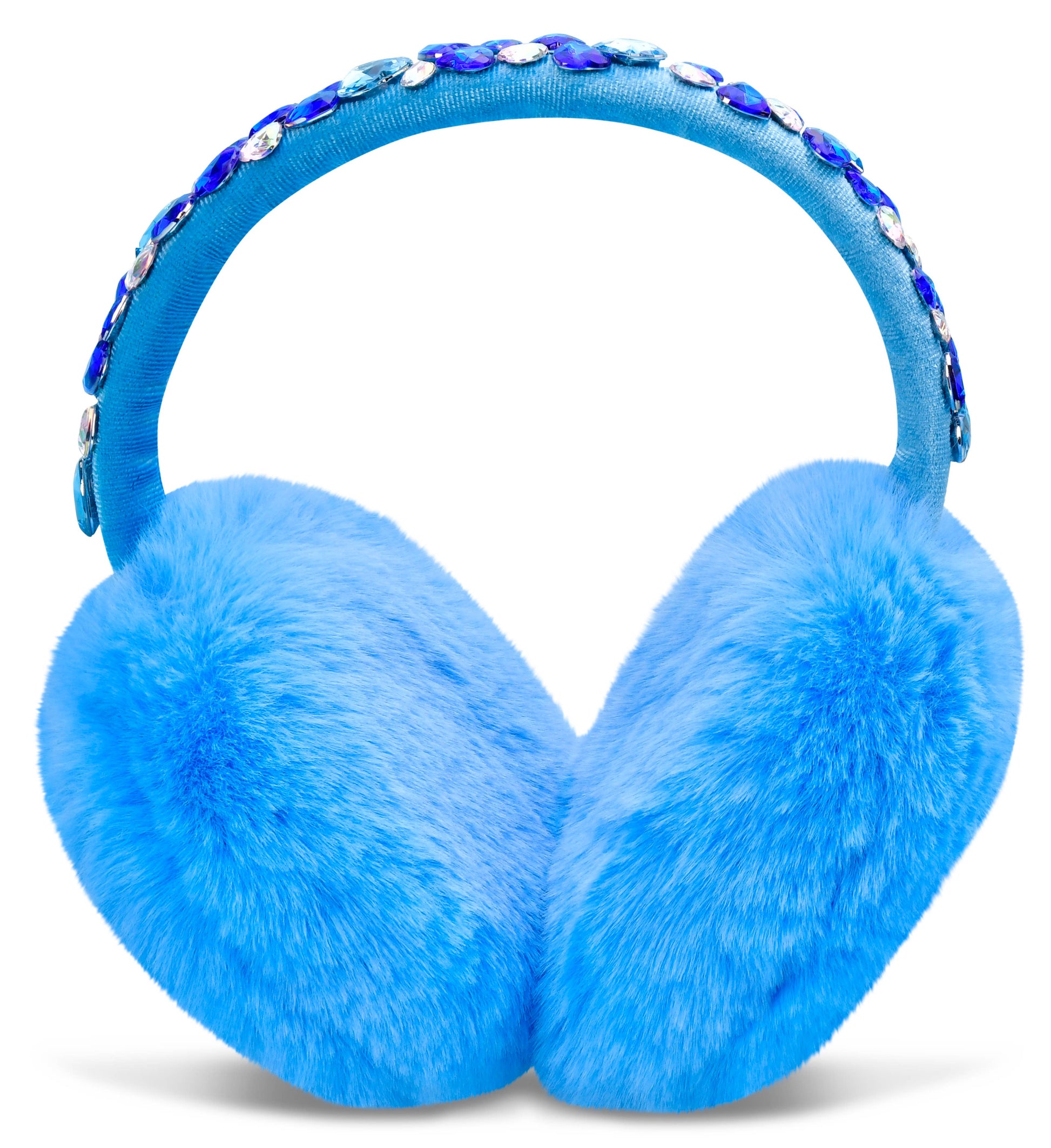 Tween Blue Rhinestone Faux Fur Earmuffs