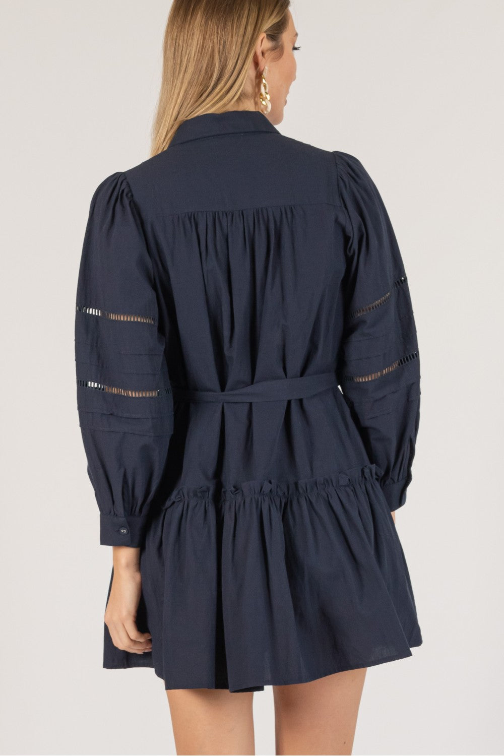 Poplin Eyelet Dress | Navy