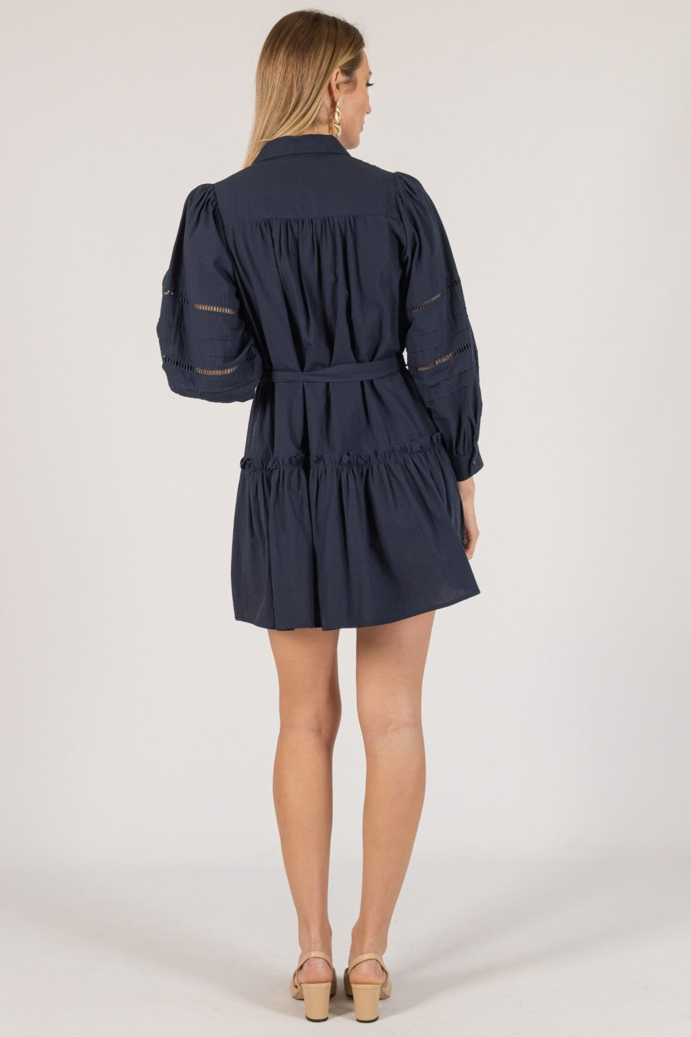 Poplin Eyelet Dress | Navy