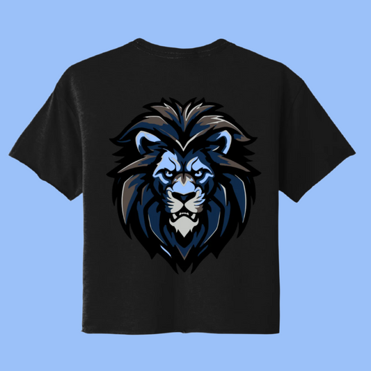 Black Crop Boxy Crewneck Tee Game Day Lion Face