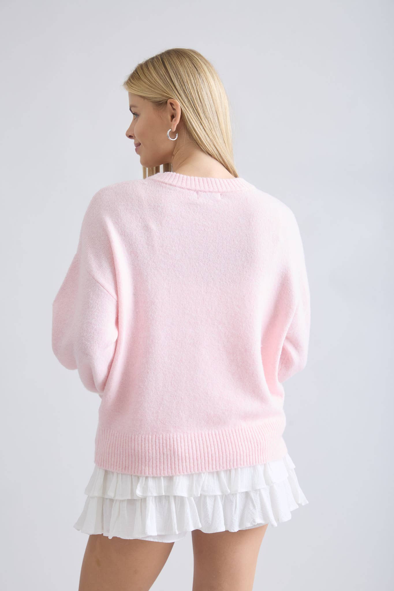 Swan Bow Sweater | Blush Pink