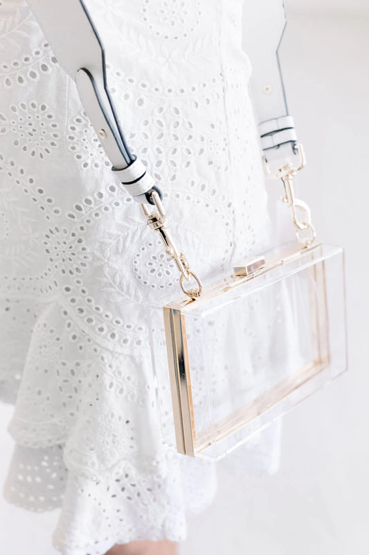 By jenna lee Clear Acrylic Bag with Gold Link Removabel Chain