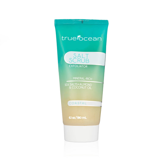 TrueOcean Salt Scrub Exfoliator tube on a white background