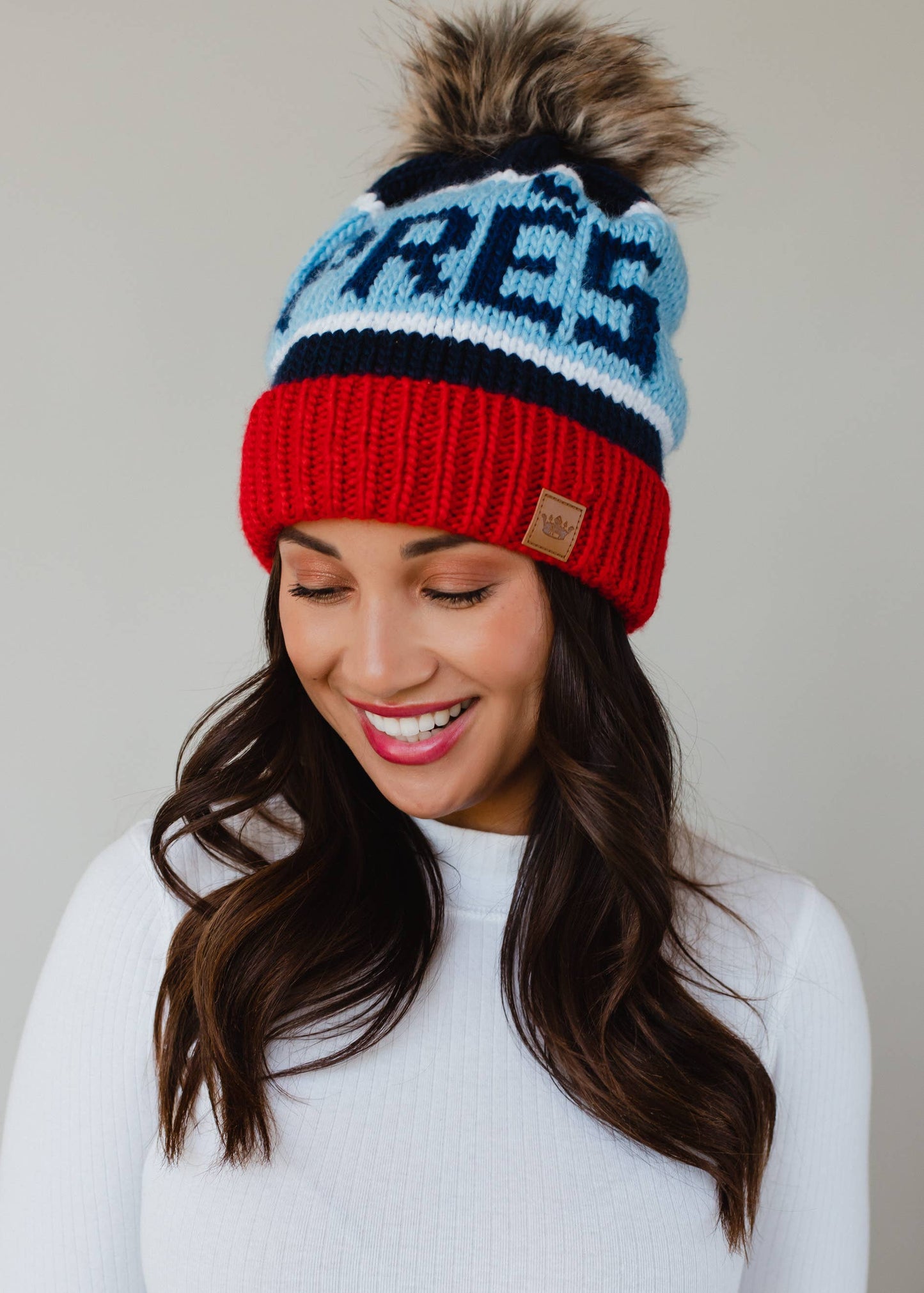 Navy Apres Pom Hat