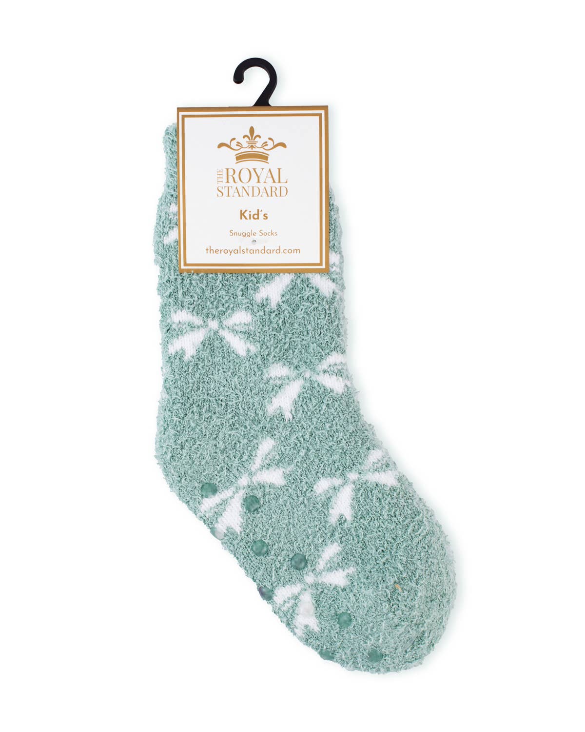 Cozy Plush Green Blue Kids Bow Socks