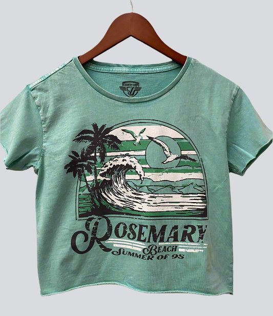 Country Deep Apparel Rosemary Beach Vintage Cropped Graphic Tee