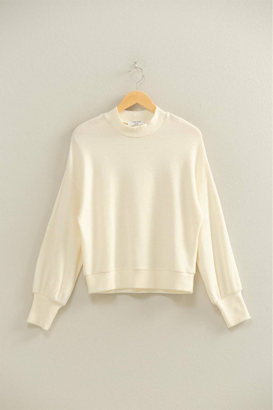 Cream Relaxed fit pullover sweater for women