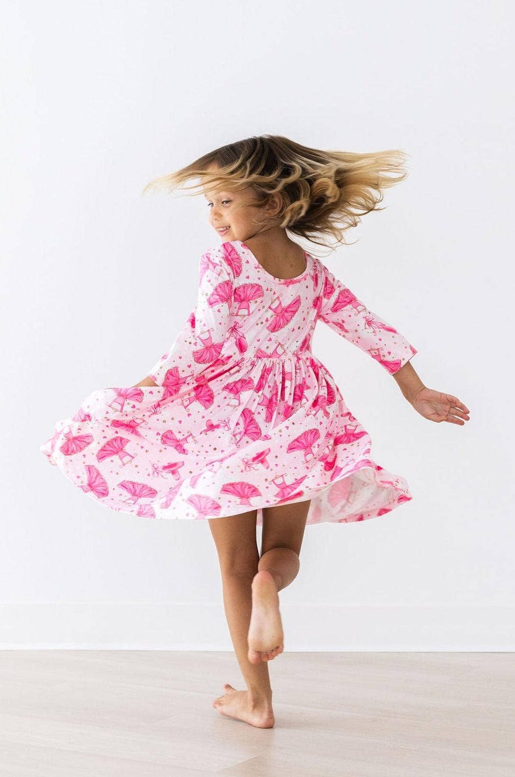 Pink Pirouette Ballet Twirl Girls Casual Dress 