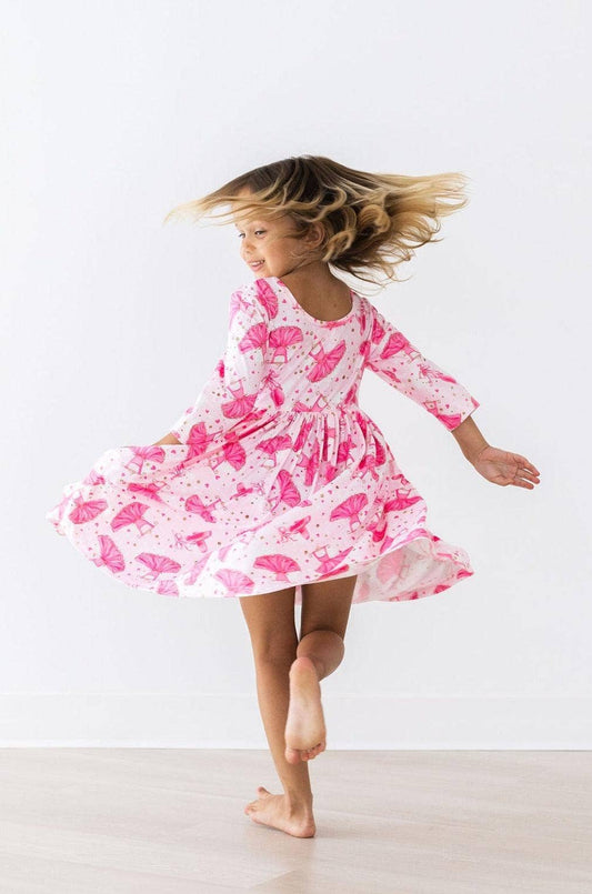 Pink Pirouette Ballet Twirl Girls Casual Dress 