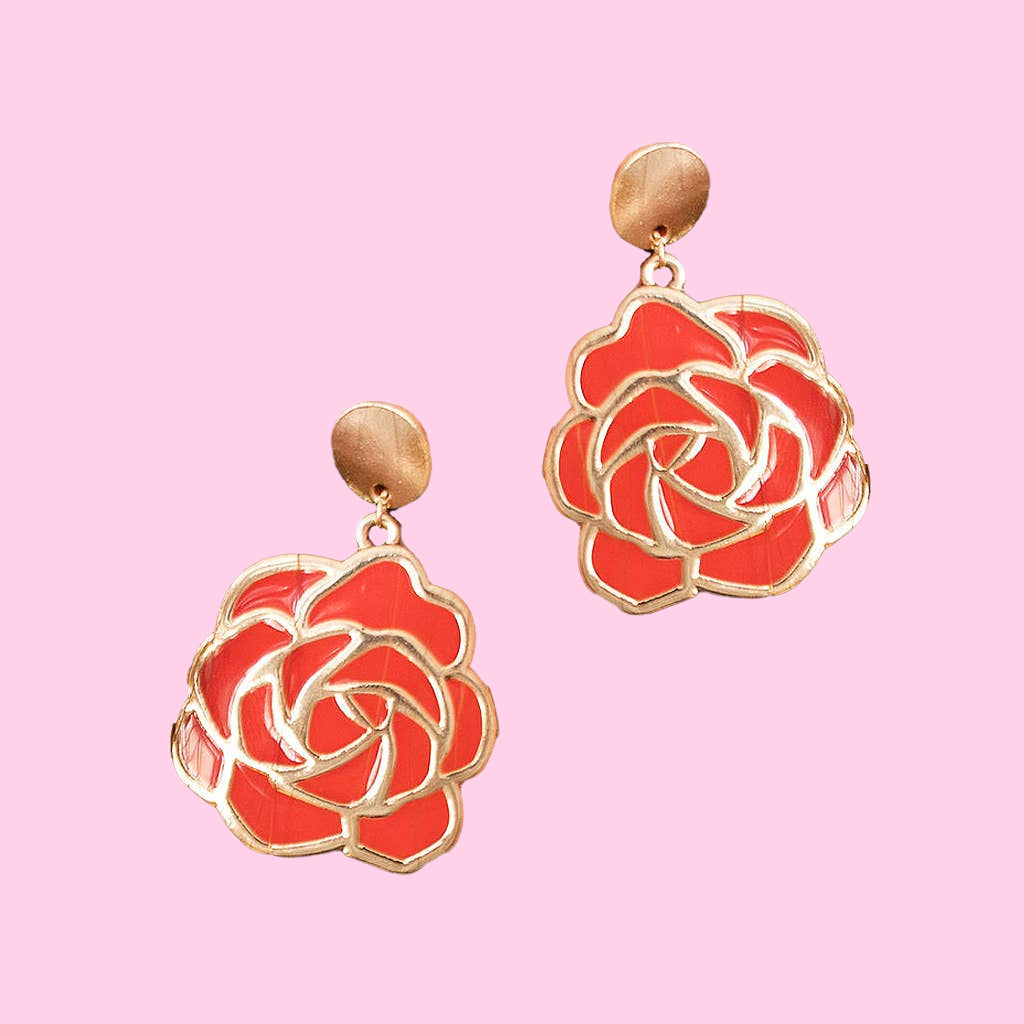 Red Rose Earrings