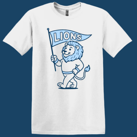 Roar and Rally White Lions Marching Adult Game Day Tee