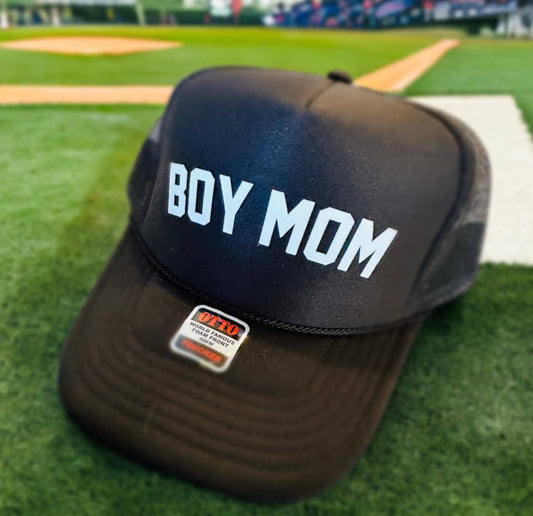 Boy Mom Velvet Black Trucker Hat