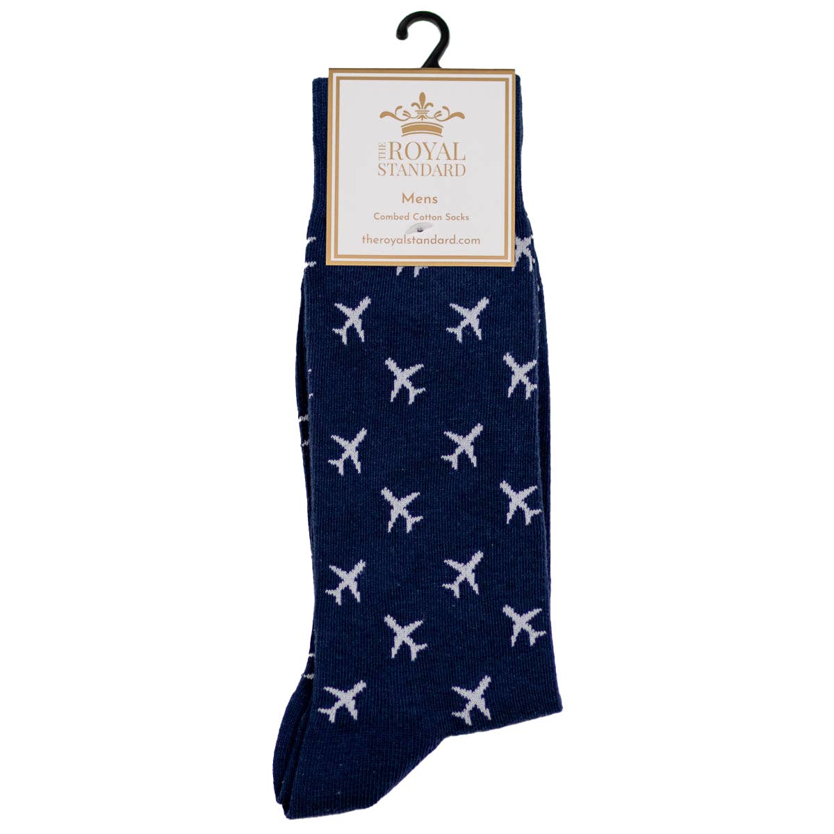 Men's Airplane Socks Navy and White